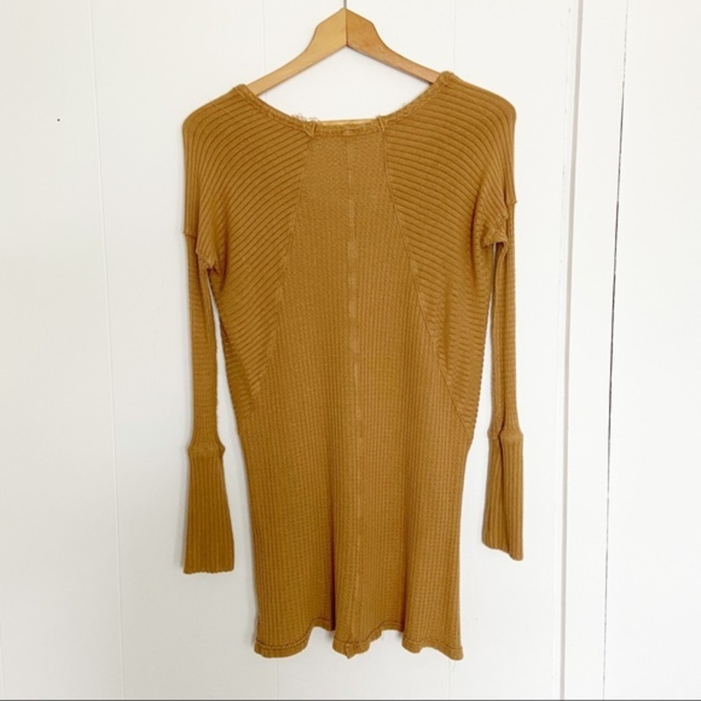 Free People Ventura thermal‎ mustard gold tunic top long sleeve boho XS - Picture 3 of 8